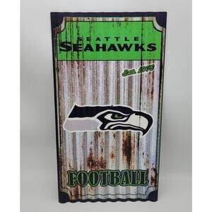 Seattle Seahawks Football 21.5" by 12" Tin Metal Sign - NFL Man Cave Wall Decor